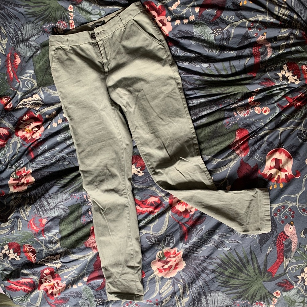 High waisted sage green trousers
